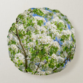 Blommar för krabbäpple rund kudde