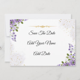 Blommar för lila av elegant Spara datum Inbjudningar