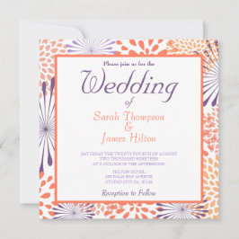 Blommar för lila och koral Blommigt - bröllopsinbj