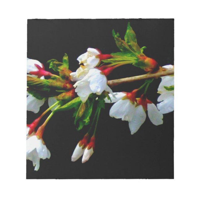 Blommar för minimalistisk Black White blommar Cher Anteckningsblock (Framsida)