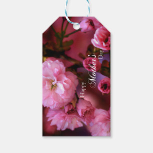 Blommar för mors dag Vår Rosa Cherry Presentetikett