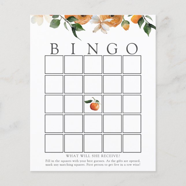 Blommar för orange Visa Bingo-spelkort (Framsida)