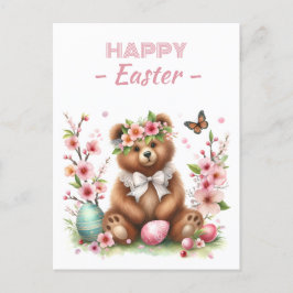 Blommar för Påskägg Watercolor Bear Cherry Vykort