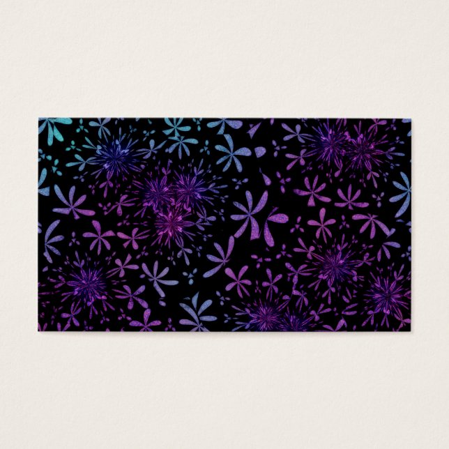 Blommar för Retro Aqua Lila Blommigt Visitkort (Framsidan)