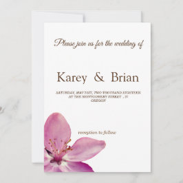 Blommar för rosa Blommigt - minimalt Bröllop-kort Inbjudningar