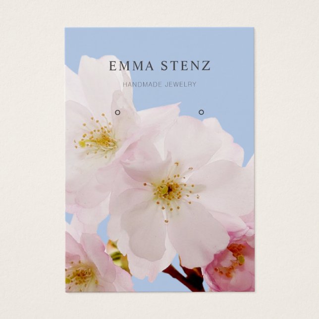 Blommar för  Rosa Cherry Earring Visning Card Visitkort (Framsidan)