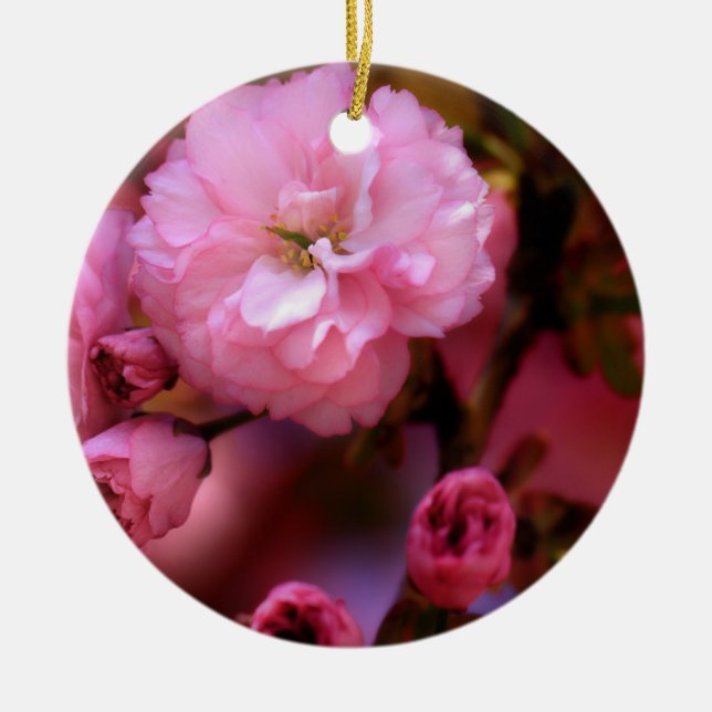 Blommar för Rosa Cherry i Vår Julgransprydnad Keramik (Framsidan)