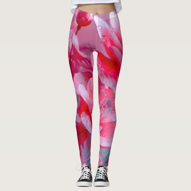 Blommar för  Rosa för Regndroppe Leggings (Framsida)