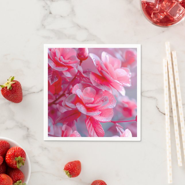 Blommar för  Rosa för Regndroppe Pappersservett (Insitu)