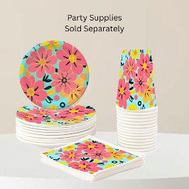 Blommar för rosa och Gult på Himmel Blue-Dopamin S Pappersservett