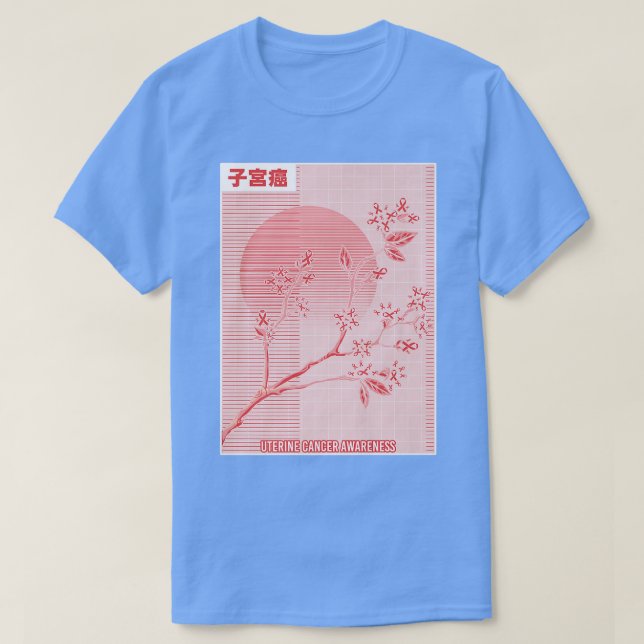 Blommar för Uterine Cancer Awareness Sakura Cherry T Shirt (Design framsida)