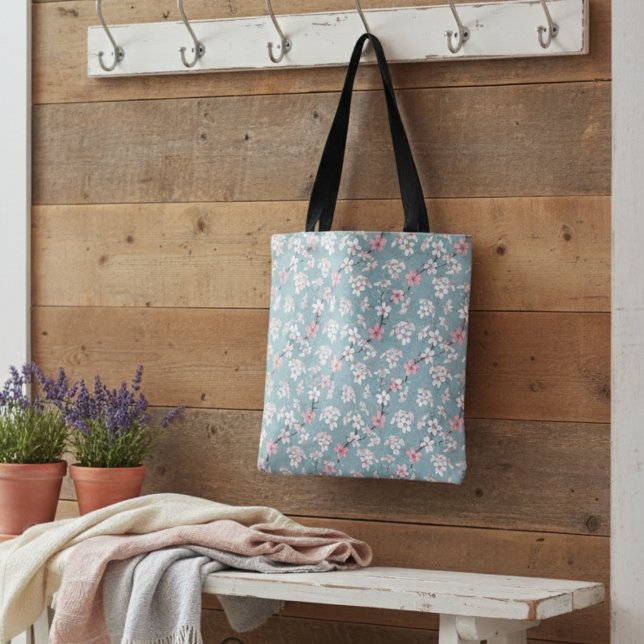Blommar för vacker Rustic Vintage Cherry Tygkasse (Skapare uppladdad)