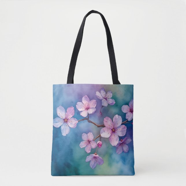 Blommar för vattenfärg Cherry Breeze Tote Tygkasse (Framsida)
