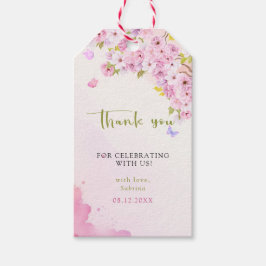 Blommar för vattenfärg Cherry Det är en babyskabru Presentetikett