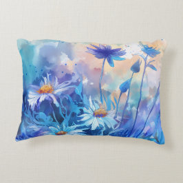 Blommar för vattenfärg: Dekorfärg Blommigt Dekorat Prydnadskudde