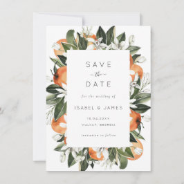 Blommar för vattenfärg Greenery Orange Botaniska  Spara Datumet