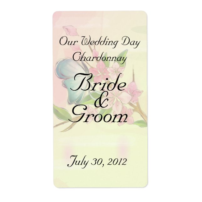 Blommar för vattenfärgsfärgskörsbär Butterflies Fraktsedel (Framsidan)