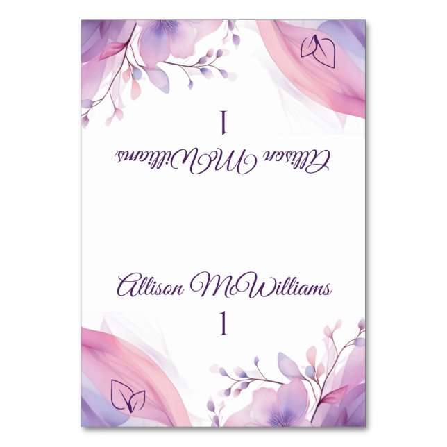 Blommar för vattenfärgskörsbär - Vegetarian-Bröllo Bordsnummer (Framsidan)