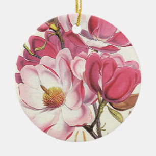 Blommar för vintageMagnoliaträd, Julgransprydnad Keramik