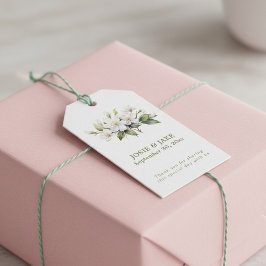 Blommar för vit äppelblomma presentetikett