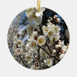 Blommar för vita körsbär/Sakura/サ ク ラ(桜) Julgransprydnad Keramik