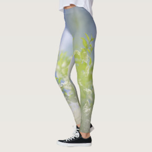 Blommar från Bird Cherry Träd Flowers Himlar Leggi Leggings