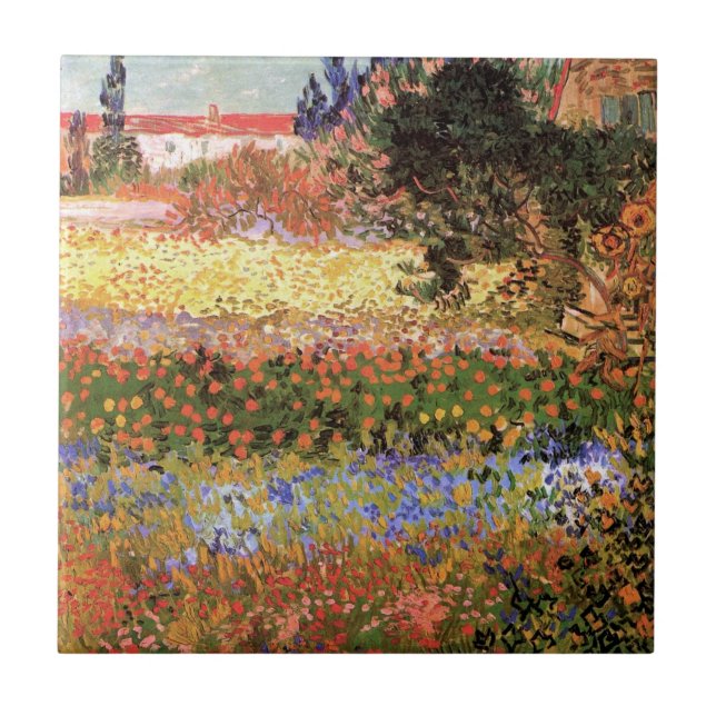 Blommar Garden av Vincent van Gogh Kakelplatta (Framsidan)