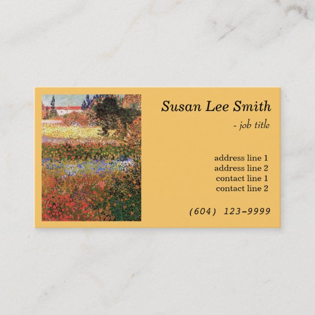 Blommar Garden av Vincent van Gogh. Sunny gult Visitkort (Framsida)