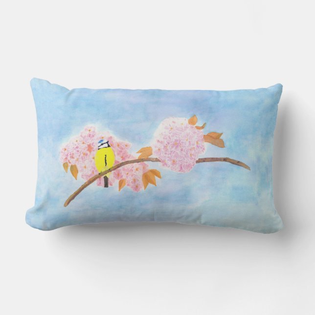 Blommar & Garden Bird Lumbarkudde (Framsida)