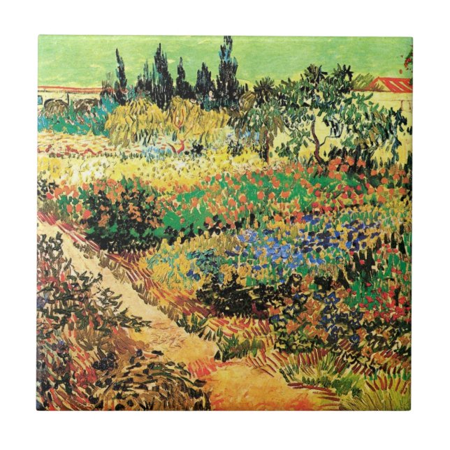Blommar Garden med Väg av Vincent van Gogh Kakelplatta (Framsidan)