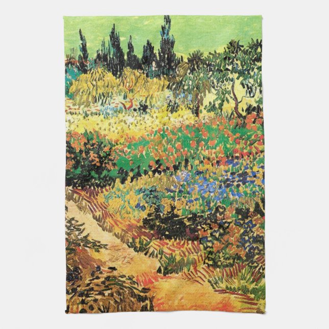 Blommar Garden med Väg av Vincent van Gogh Kökshandduk (Vertikal)