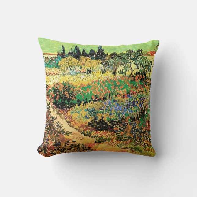 Blommar Garden med Väg av Vincent van Gogh Kudde (Framsida)