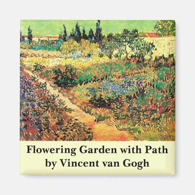 Blommar Garden med Väg av Vincent van Gogh Magnet (Framsidan)