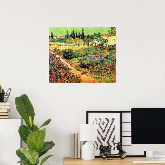 Blommar Garden med Väg av Vincent van Gogh Poster (Hemmakontoret)
