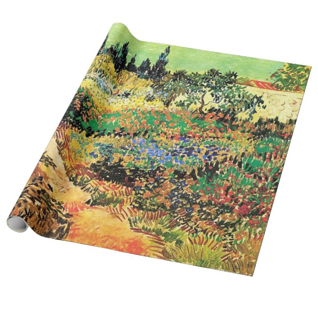 Blommar Garden med Väg av Vincent van Gogh. Presentpapper (Utrullad)