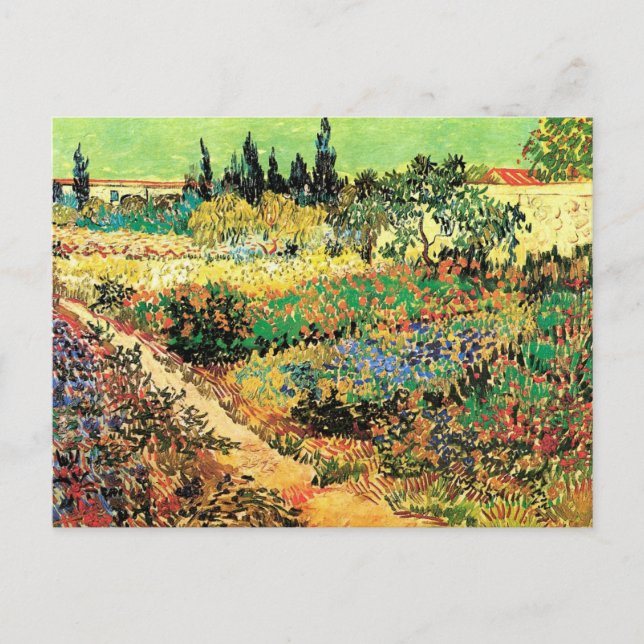 Blommar Garden med Väg av Vincent van Gogh Vykort (Framsida)