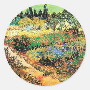 Blommar Garden med Väg, Vincent van Gogh Runt Klistermärke