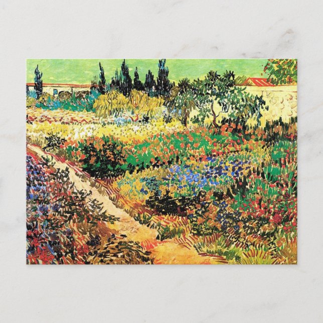 Blommar Garden med Väg, Vincent van Gogh Vykort (Framsida)