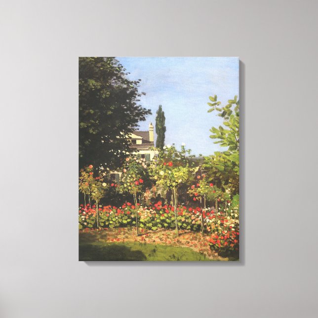 Blommar Garden på Sainte Adresse av Claude Monet Canvastryck (Framsida)