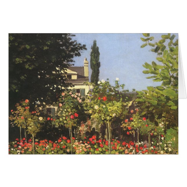 Blommar Garden på Sainte Adresse av Claude Monet Hälsningskort (Framsidan Horizontal)