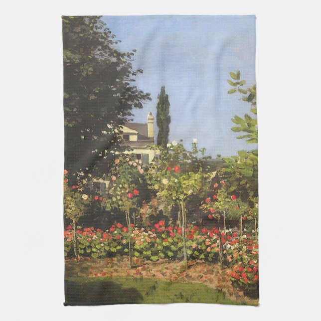 Blommar Garden på Sainte Adresse av Claude Monet Kökshandduk (Vertikal)