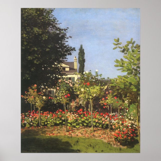 Blommar Garden på Sainte Adresse av Claude Monet Poster (Framsidan)