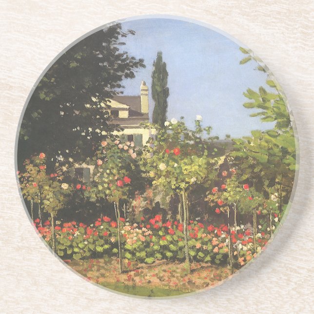 Blommar Garden på Sainte Adresse av Claude Monet Underlägg Sandsten (Framsidan)