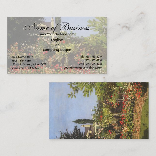 Blommar Garden vid Sainte-Adresse av Claude Monet Visitkort (Fram/baksida)