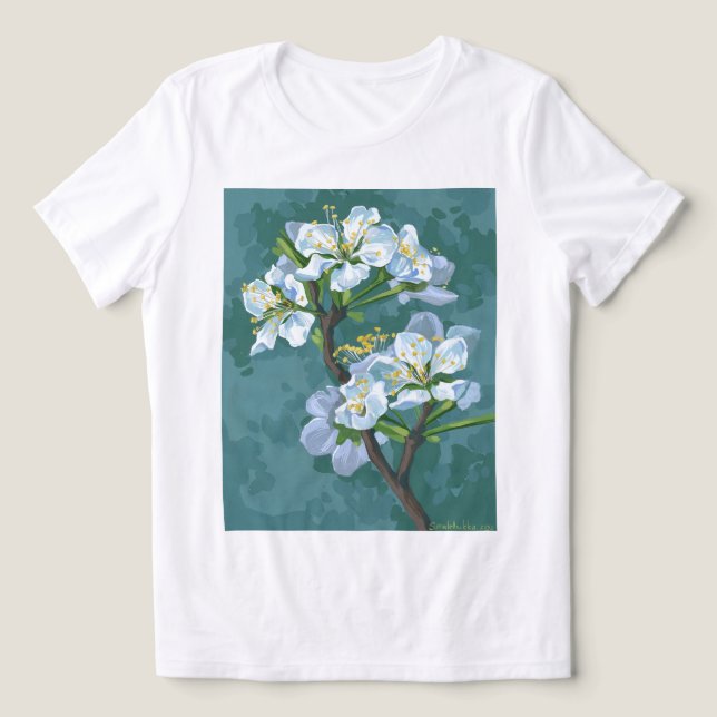 Blommar gren i äpplet träd t shirt (Design Framsida)