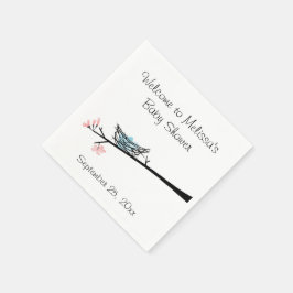 Blommar Gren och Nest Baby Shower Napkins Pappersservett