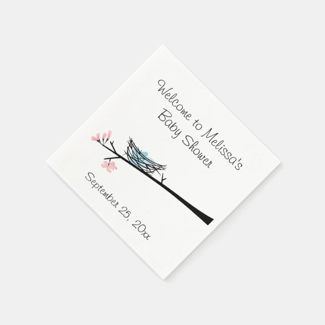 Blommar Gren och Nest Baby Shower Napkins Pappersservett (Hörn)
