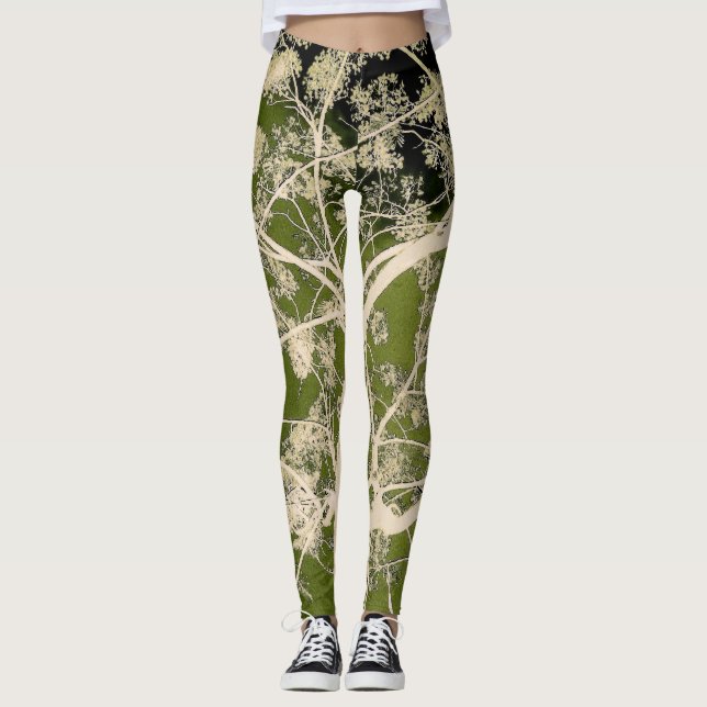Blommar Grenar Leggings (Framsida)