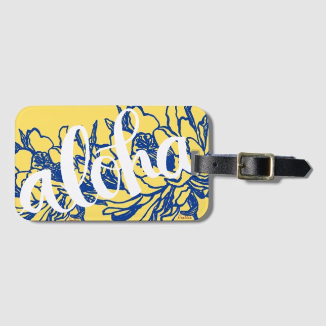 Blommar gul Cereus för stora Aloha blått Bagagebricka (Framsida horisontal)