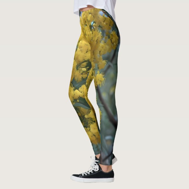 Blommar Gult Australian Wattle Träd, Leggings (Vänster)